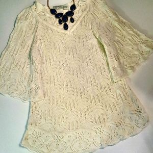 Crochet Knit Tunic Top Sweater
